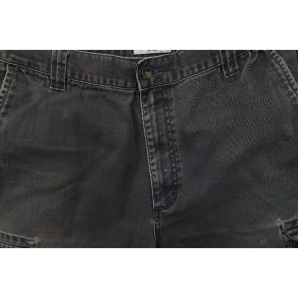 Vintage 90s Woolrich Mens 34x29 Thrashed Wide Leg Denim Cargo Jeans Breen Cotton